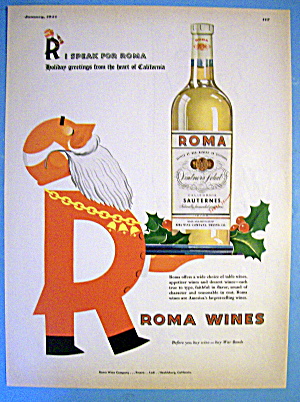 1944 Roma Wine With Santa Carrying Tray