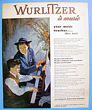 1946 Wurlitzer Piano With Boy Playing Piano