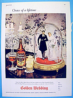 1946 Golden Wedding Whiskey With Bride And Groom