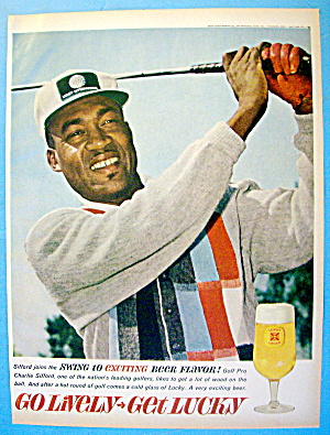 1963 Lucky Lager With Golf Pro Charlie Sifford