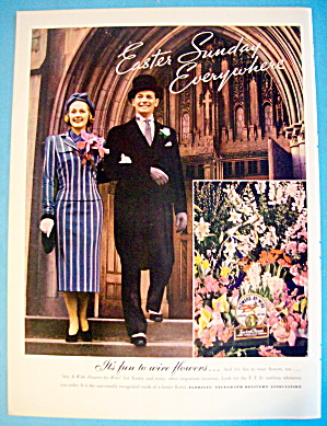 1938 Florist Telegraph Delivery W/man & Woman At Easter