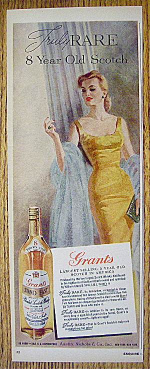 1960 Grant's Whiskey With Lovely Woman In Yellow Dress