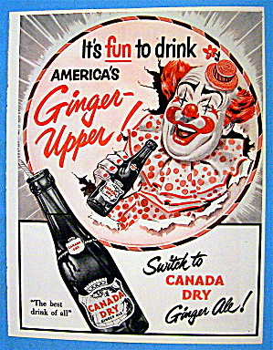 1953 Canada Dry Ginger Ale With Circus Clown