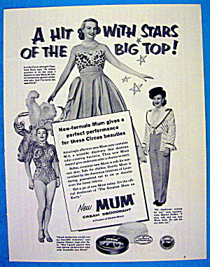 1953 Mum Deodorant With Circus Beauties