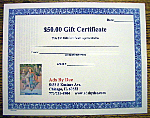 Ads By Dee $50 Gift Certificate