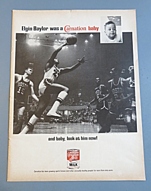 1968 Carnation Milk With Basketball's Elgin Baylor