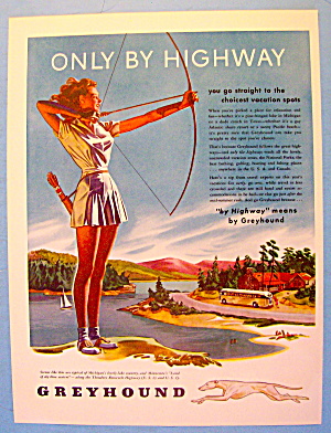 1946 Greyhound Bus Lines With Woman & Bow & Arrow