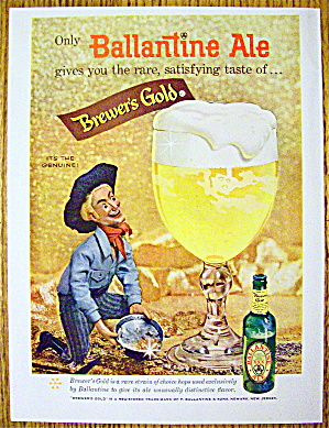 1958 Ballantine Ale With Cowboy Panning For Gold