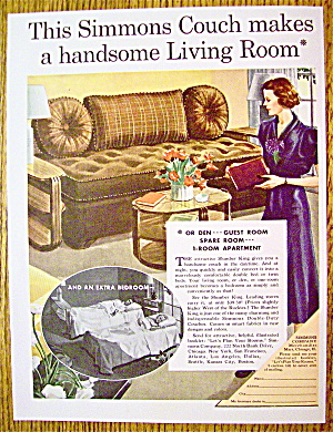 1937 Simmons Couch With Woman Looking At Couch