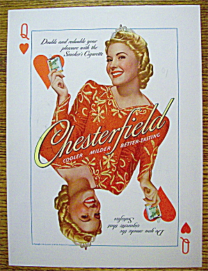 1940 Chesterfield Cigarettes With Queen Of Hearts