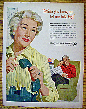 1958 Bell Telephone With Woman Hanging Up Telephone