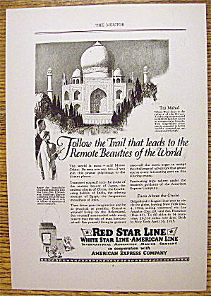 1924 Red Star Line With Taj Mahal