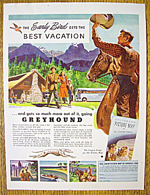 1947 Greyhound With Cowboy Waving Hat To Couple