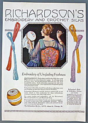 1922 Richardson's Embroidery & Crochet Silks W/woman