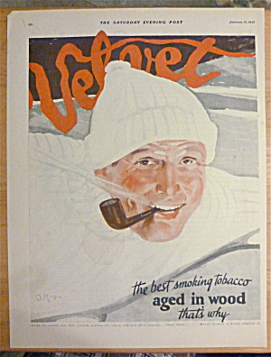 1923 Velvet Tobacco With Man Smoking Pipe