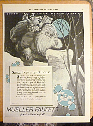 1926 Mueller Faucets With Santa By Chimney