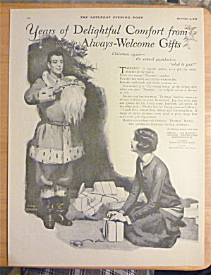 1926 American Thermos Bottle With Man Dressed As Santa