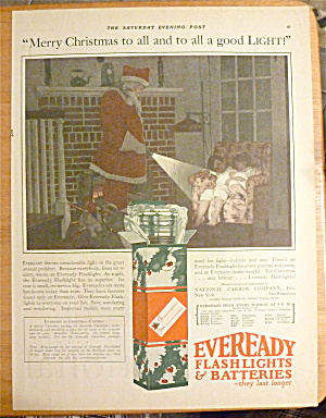 1925 Eveready Flashlight & Batteries W/santa Claus
