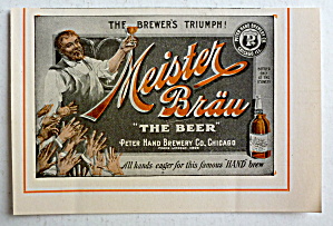 1912 Meister Brau With Man Holding Up Glass Of Beer