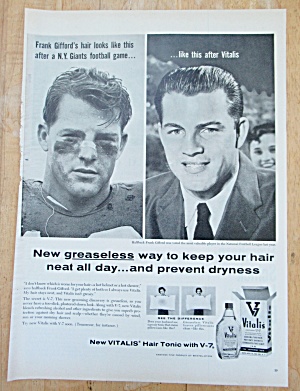 1957 Vitalis With New York Giants Frank Gifford's Hair