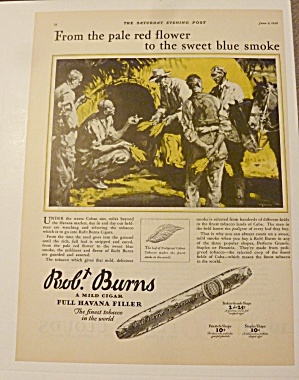 1928 Robt Burns Cigar With Men Looking At Tobacco