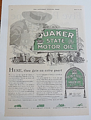 1929 Quaker State Oil With Quaker Man