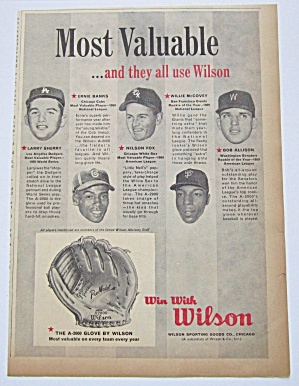 1960 Vintage Wilson A - 2000 Baseball Glove W/ Banks