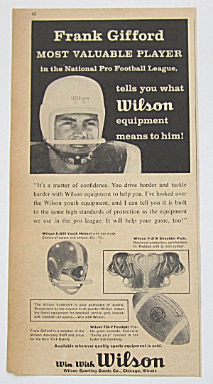 1958 Vintage Wilson Equipment With Frank Gifford