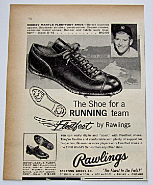 1959 Vintage Rawlings Fleetfoot W/ Mickey Mantle