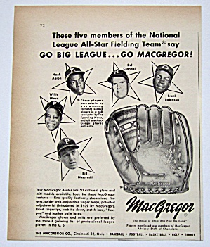 Vintage 1959 Macgregor Glove W/ Mays, Aaron & More