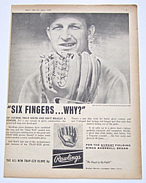 1959 Vintage Rawlings Trap-eze Glove With Stan Musial
