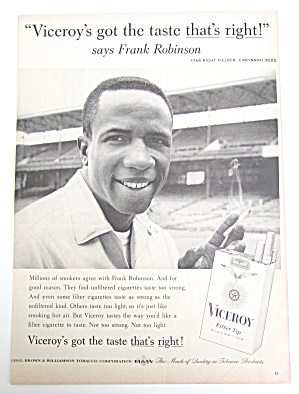 1962 Vintage Viceroy Cigarettes With Frank Robinson