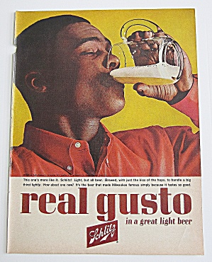 1963 Schlitz Beer With Man Drinking Glass Of Beer