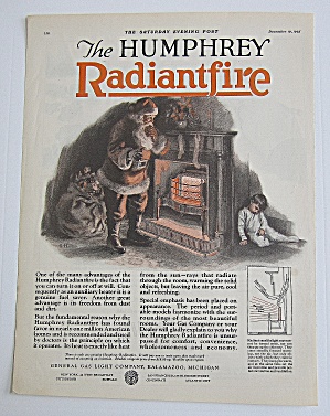 1925 Humphrey Radiant Fire With Santa Claus & Boy