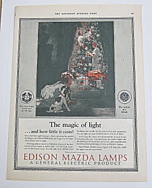 1925 Edison Mazda Lamps W/ Parents Decorating Tree