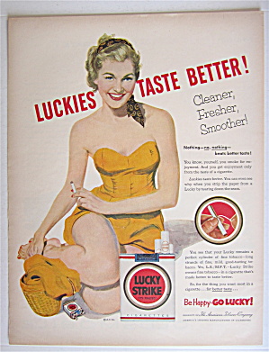 1953 Lucky Strike Cigarettes With Lovely Woman Smoking