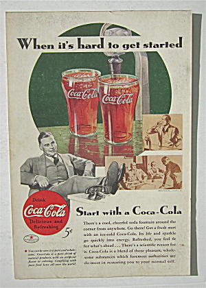 1934 Coca Cola (Coke) With Man With His Feet Up