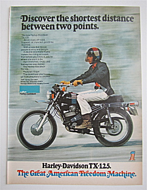 1973 Harley Davidson W/man Riding On A Tx-125