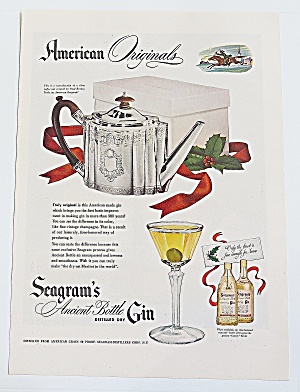 1946 Seagram's Gin With Silver Coffee Pot