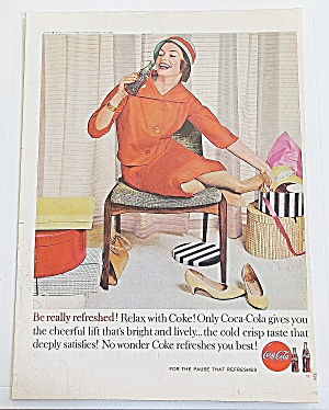 1960 Coca Cola With Woman Rubbing Her Feet