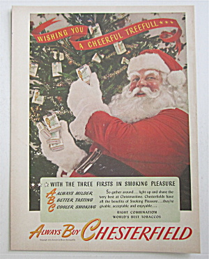 1945 Chesterfield Cigarettes With Santa Claus & Tree