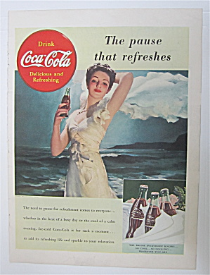 1943 Coca Cola (Coke) W/ Lovely Woman & Bottle Of Soda