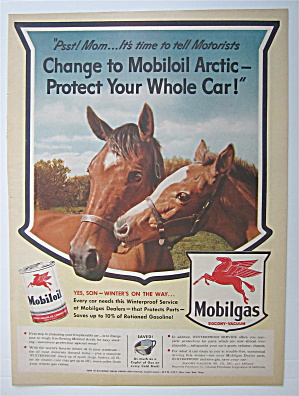 1943 Mobil Gas & Mobil Oil With Two Horses