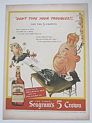 1944 Seagram's 5 Crown Whiskey With Man Typing