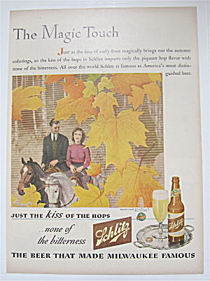 1944 Schlitz Beer With Man & Woman On A Horse
