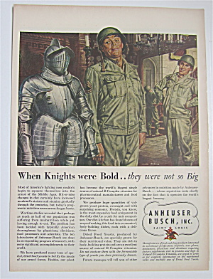 1945 Anheuser Busch With Military Man & Knight In Armor