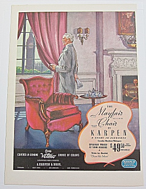 1937 Karpen Mayfair Chair With Man Standing By Chair