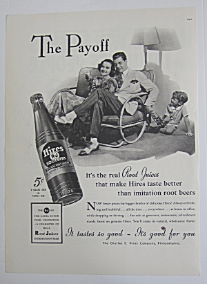 1937 Hires Root Beer With Man Handing Boy A Bottle