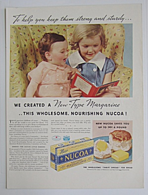 1937 Nucoa Margarine With Two Children Reading