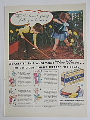 1937 Nucoa Margarine With Two Children Gardening